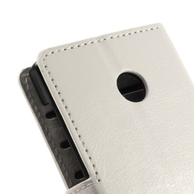 Microsoft Lumia 435 atvēramais balts ādas maciņš / Vacins.lv