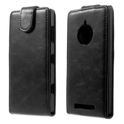 Nokia Lumia 830 klasisks ādas melns maciņš - futrālis (vertikāli atvēramais) / Vacins.lv