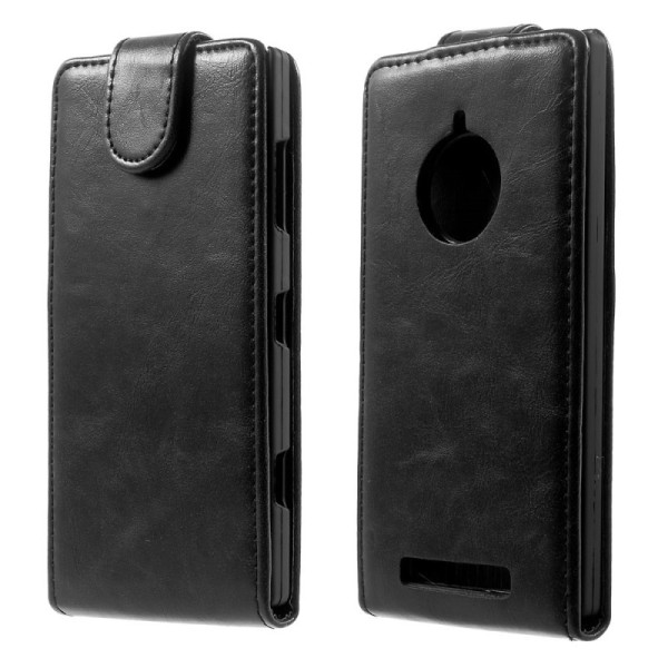 Klasisks vertikāli atvēramais maciņš - melns (Lumia 830)