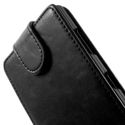 Nokia Lumia 830 klasisks ādas melns maciņš - futrālis (vertikāli atvēramais) / Vacins.lv