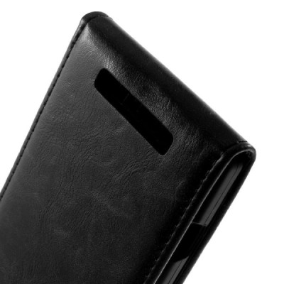 Nokia Lumia 830 klasisks ādas melns maciņš - futrālis (vertikāli atvēramais) / Vacins.lv
