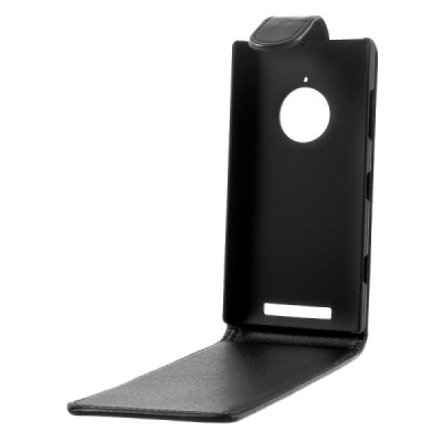 Nokia Lumia 830 klasisks ādas melns maciņš - futrālis (vertikāli atvēramais) / Vacins.lv