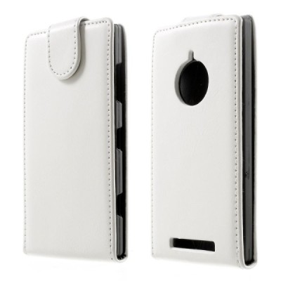 Nokia Lumia 830 klasisks ādas balts maciņš - futrālis (vertikāli atvēramais) / Vacins.lv