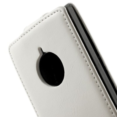 Nokia Lumia 830 klasisks ādas balts maciņš - futrālis (vertikāli atvēramais) / Vacins.lv