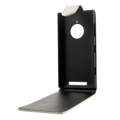 Nokia Lumia 830 klasisks ādas balts maciņš - futrālis (vertikāli atvēramais) / Vacins.lv