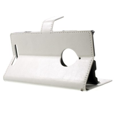 Nokia Lumia 830 atvēramais balts ādas maciņš (maks) / Vacins.lv