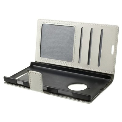 Nokia Lumia 830 atvēramais balts ādas maciņš (maks) / Vacins.lv