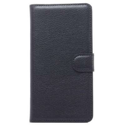 Samsung Galaxy A7 atverčiamas juodas odinis Litchi dėklas - piniginė / Priedai.lt