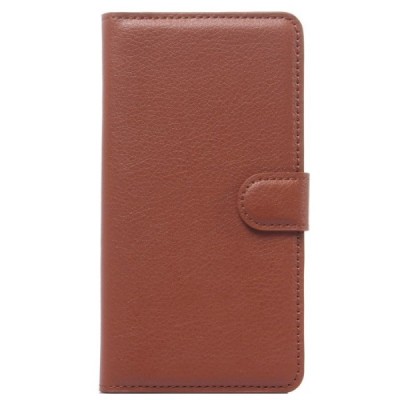 Samsung Galaxy A7 atvēramais brūns ādas Litchi maciņš / Vacins.lv