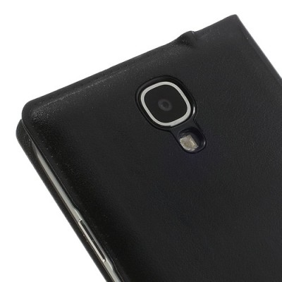 Samsung Galaxy S4 juodas odinis atverčiamas „Smart Window“ dėklas su langeliu / Priedai.lt