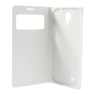 Samsung Galaxy S4 baltas odinis atverčiamas „Smart Window“ dėklas su langeliu / Priedai.lt