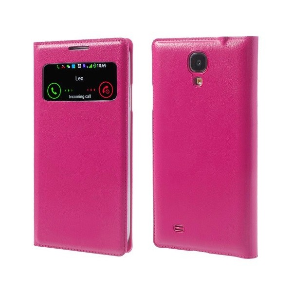 „Smart Window“ atverčiamas odinis dėklas - rožinis (Galaxy S4)
