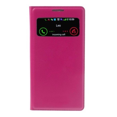 Samsung Galaxy S4 rožinis odinis atverčiamas „Smart Window“ dėklas su langeliu / Priedai.lt
