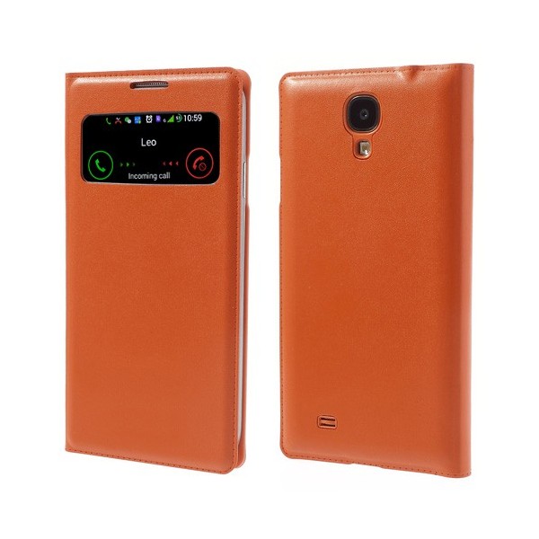 „Smart Window“ atvēramais ādas maciņš - oranžs (Galaxy S4)