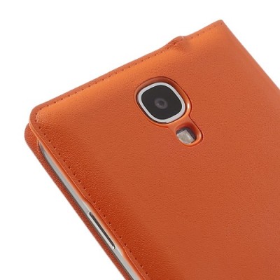 Samsung Galaxy S4 oranžs atvēramais Smart Window ādas maciņš / Vacins.lv