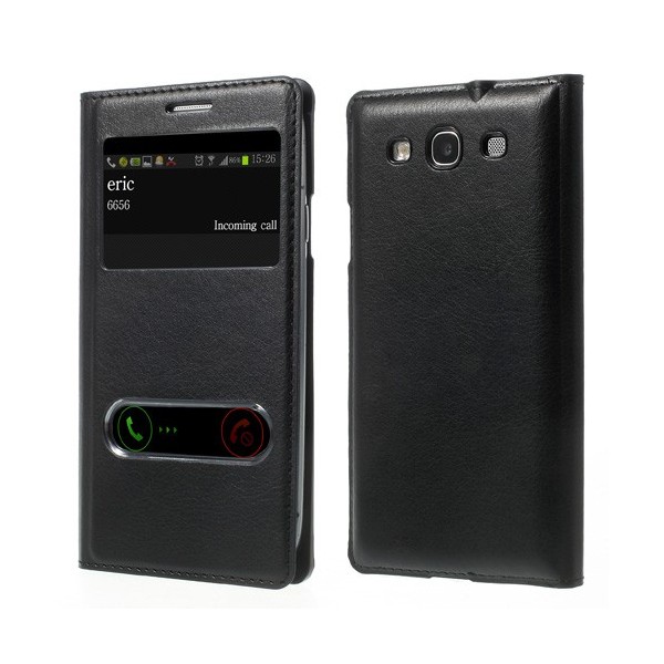 „Smart Window“ atverčiamas odinis dėklas - juodas (Galaxy S3)