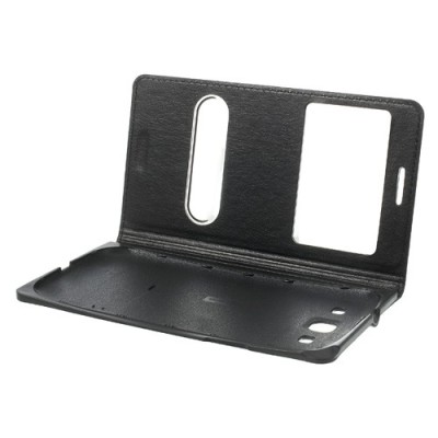 Samsung Galaxy S3 juodas odinis atverčiamas „Smart Window“ dėklas su langeliu / Priedai.lt