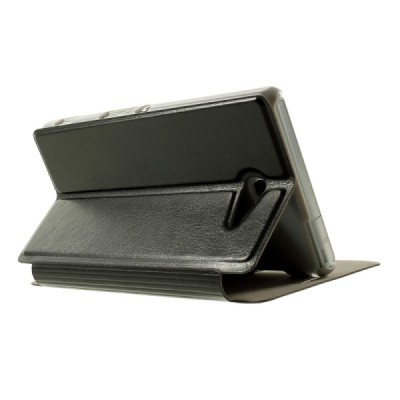 Sony Xperia M2 Aqua atverčiamas juodas odinis dėklas / Priedai.lt