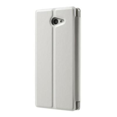 Sony Xperia M2 Aqua atvērams balts ādas maciņš / Vacins.lv