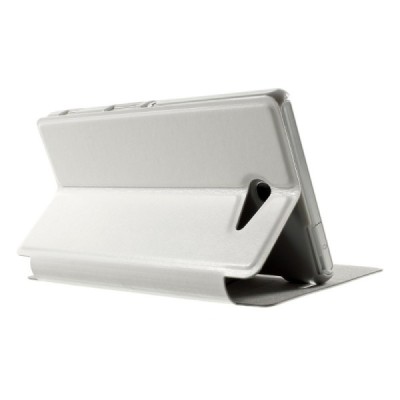 Sony Xperia M2 Aqua atvērams balts ādas maciņš / Vacins.lv