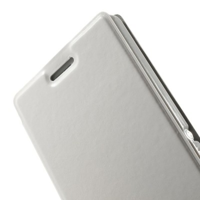 Sony Xperia M2 Aqua atvērams balts ādas maciņš / Vacins.lv