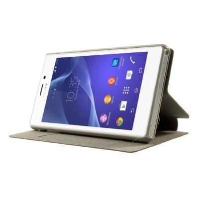 Sony Xperia M2 Aqua atvērams brūns ādas maciņš / Vacins.lv