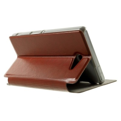 Sony Xperia M2 Aqua atvērams brūns ādas maciņš / Vacins.lv