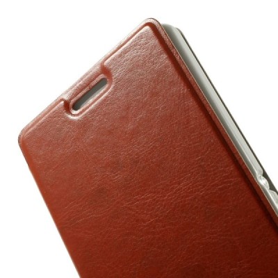 Sony Xperia M2 Aqua atvērams brūns ādas maciņš / Vacins.lv