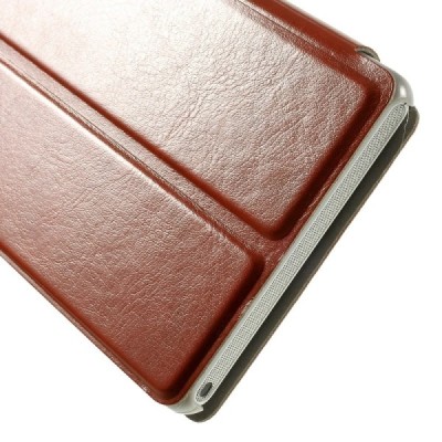 Sony Xperia M2 Aqua atvērams brūns ādas maciņš / Vacins.lv