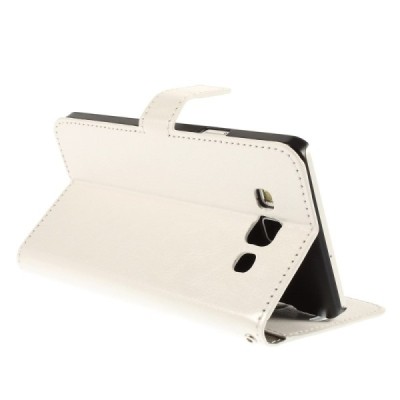 Samsung Galaxy A7 atvēramais balts ādas maciņš (maks) / Vacins.lv