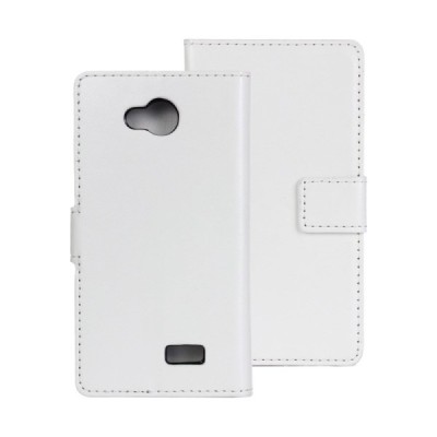 LG F60 (D390n) atvēramais balts ādas maciņš (maks) / Vacins.lv