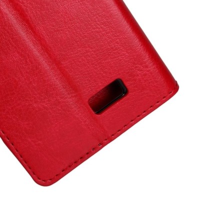 LG F60 (D390n) atverčiamas raudonas odinis dėklas - piniginė / Priedai.lt