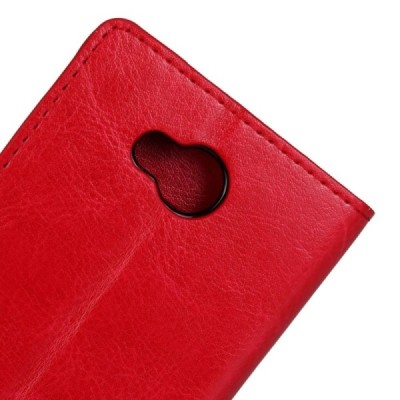 LG F60 (D390n) atverčiamas raudonas odinis dėklas - piniginė / Priedai.lt