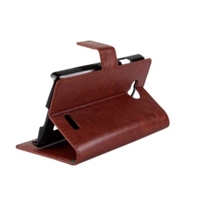 LG F60 (D390n) atvēramais brūns ādas maciņš (maks) / Vacins.lv