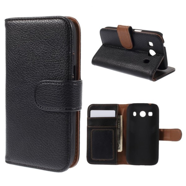 „Litchi“ atvēramais maciņš - melns (Galaxy Ace 4)