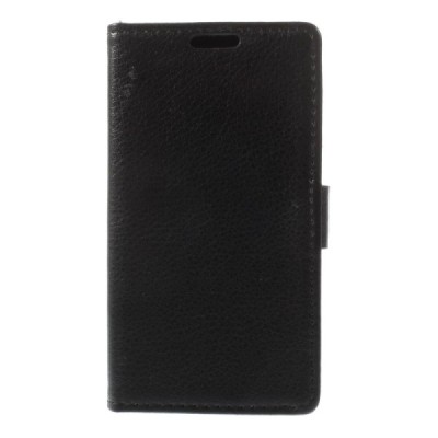 LG L65 atvēramais melns ādas Litchi maciņš / Vacins.lv