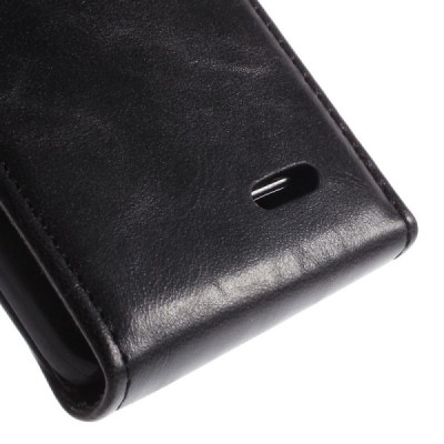 LG L65 klasikinis vertikaliai atverčiamas juodas odinis dėklas / Priedai.lt
