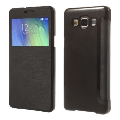 Samsung Galaxy A5 view window atvēramais melns maciņš / Vacins.lv