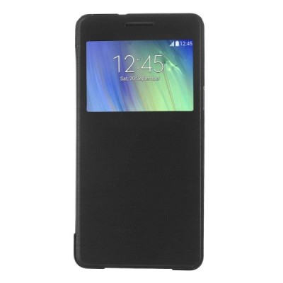 Samsung Galaxy A5 view window atvēramais melns maciņš / Vacins.lv