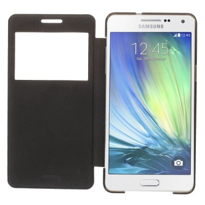 Samsung Galaxy A5 view window atvēramais melns maciņš / Vacins.lv