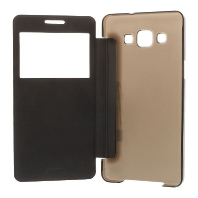 Samsung Galaxy A5 view window atvēramais melns maciņš / Vacins.lv
