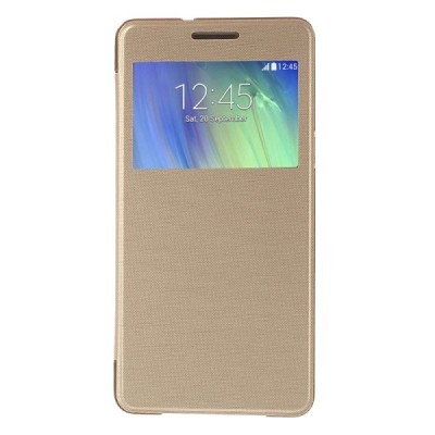 Samsung Galaxy A5 view window atvēramais zelta maciņš / Vacins.lv