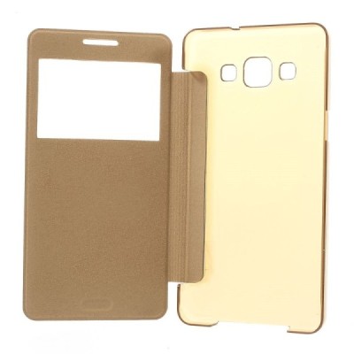 Samsung Galaxy A5 view window atvēramais zelta maciņš / Vacins.lv