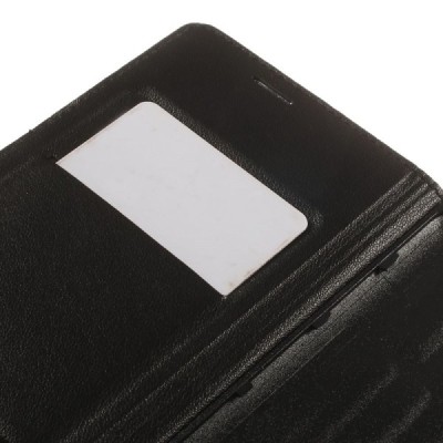 Samsung Galaxy Note Edge juodas odinis atverčiamas Smart Wallet dėklas - piniginė / Priedai.lt