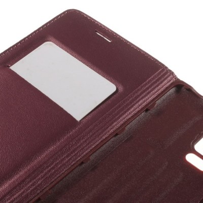 Samsung Galaxy Note Edge sarkans atvēramais Smart Wallet ādas maciņš - maks / Vacins.lv