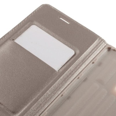 Samsung Galaxy Note Edge auksinis odinis atverčiamas Smart Wallet dėklas - piniginė / Priedai.lt