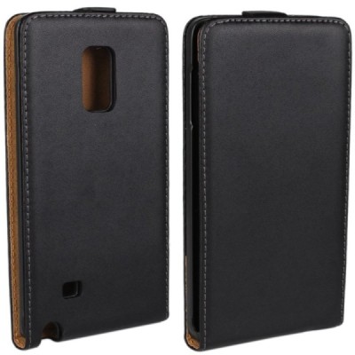 Samsung Galaxy Note Edge klasikinis vertikaliai atverčiamas juodas odinis dėklas / Priedai.lt