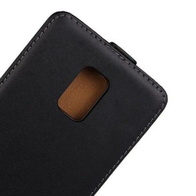 Samsung Galaxy Note Edge klasikinis vertikaliai atverčiamas juodas odinis dėklas / Priedai.lt