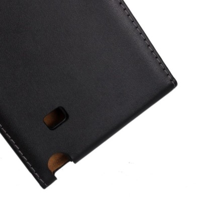 Samsung Galaxy Note Edge klasikinis vertikaliai atverčiamas juodas odinis dėklas / Priedai.lt