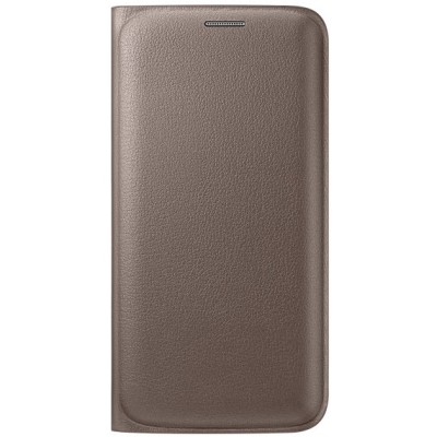 Samsung Galaxy S6 Edge G925 oficiāls Flip Wallet atvērams zelta ādas maciņš (maks) / Vacins.lv